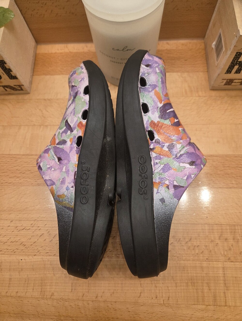 OOFOS OOclog Limited Edition Recovery Clogs Bellini Splash Watercolor Women's 8 - Picture 7 of 8